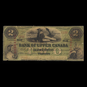 Canada, Bank of Upper Canada (York), 2 dollars : July 2, 1859