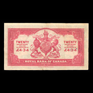 British Guiana, Royal Bank of Canada, 20 dollars : January 3, 1938