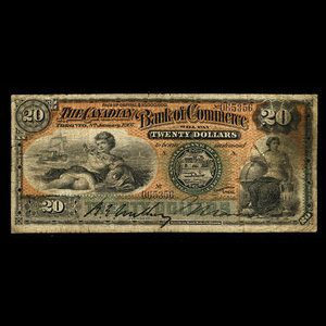 Canada, Canadian Bank of Commerce, 20 dollars : January 8, 1907