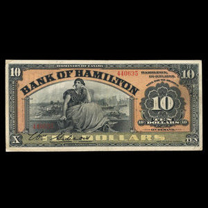 Canada, Bank of Hamilton, 10 dollars : June 1, 1909