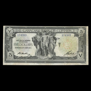 Canada, Canadian Bank of Commerce, 5 dollars : January 2, 1917