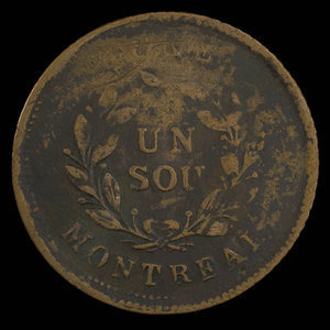 Canada, unknown, 1 sou : 1838