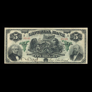 Canada, Imperial Bank of Canada, 5 dollars : January 3, 1916