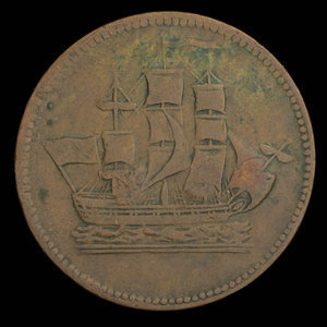 Canada, unknown, 1/2 penny : 1835