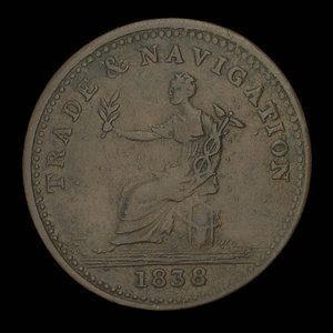 Canada, unknown, 1 penny : 1838