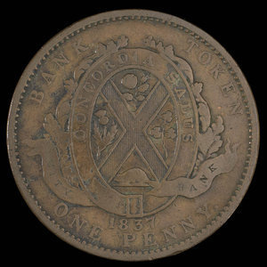 Canada, City Bank (Montreal), 1 penny : 1837