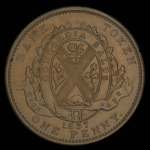 Canada, City Bank (Montreal), 1 penny : 1837