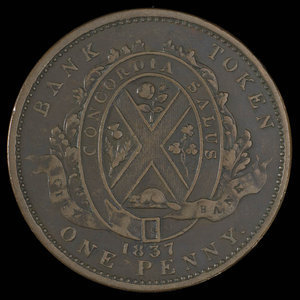 Canada, City Bank (Montreal), 1 penny : 1837