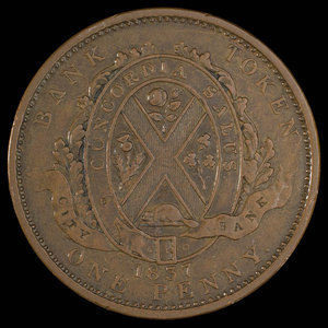 Canada, City Bank (Montreal), 1 penny : 1837