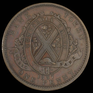 Canada, Quebec Bank, 1 penny : 1837