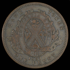 Canada, Quebec Bank, 1 penny : 1837