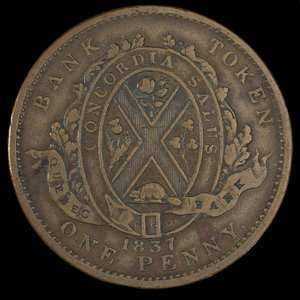 Canada, Quebec Bank, 1 penny : 1837