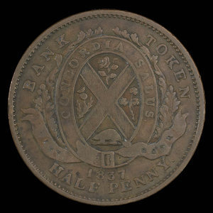 Canada, City Bank (Montreal), 1/2 penny : 1837