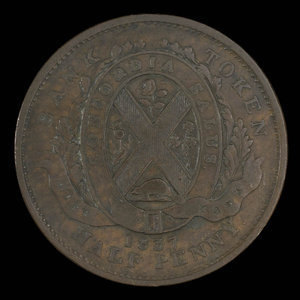 Canada, City Bank (Montreal), 1/2 penny : 1837