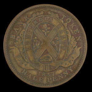 Canada, City Bank (Montreal), 1/2 penny : 1837