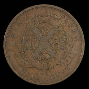 Canada, City Bank (Montreal), 1/2 penny : 1837