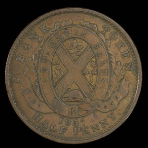 Canada, City Bank (Montreal), 1/2 penny : 1837