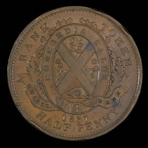 Canada, Quebec Bank, 1/2 penny : 1837