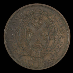 Canada, Bank of Montreal, 1/2 penny : 1837