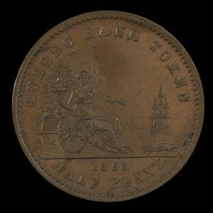 Canada, Quebec Bank, 1/2 penny : 1852