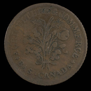 Canada, unknown, 1 sou : 1838