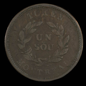 Canada, unknown, 1 sou : 1838