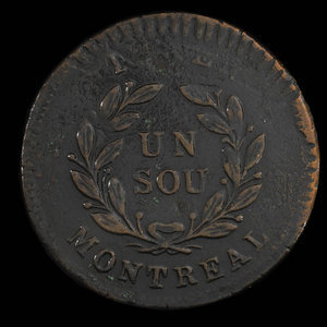 Canada, unknown, 1 sou : 1838