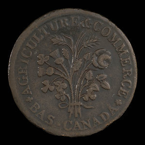 Canada, unknown, 1 sou : 1838