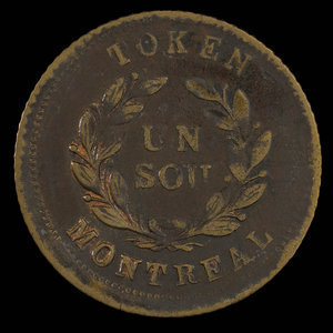 Canada, unknown, 1 sou : 1838