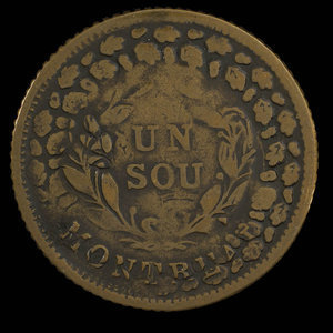 Canada, unknown, 1 sou : 1838