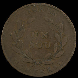 Canada, unknown, 1 sou : 1838