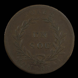 Canada, unknown, 1 sou : 1838