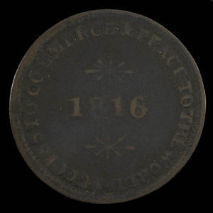 Canada, unknown, 1/2 penny : 1816