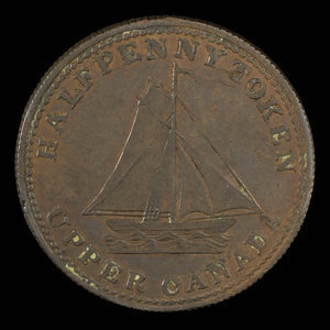 Canada, unknown, 1/2 penny : 1833