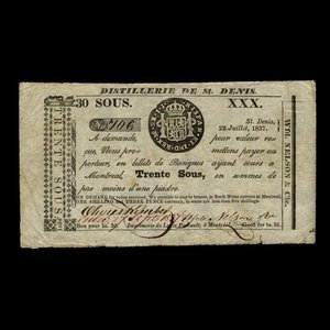 Canada, Wfd. Nelson & Co., 30 sous : July 22, 1837