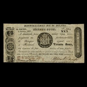 Canada, Wfd. Nelson & Co., 30 sous : October 9, 1837