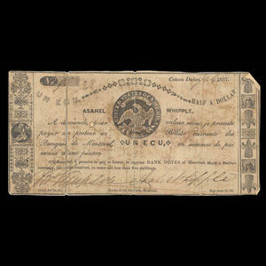 Canada, Asahel Whipple, 1 ecu : July 1837