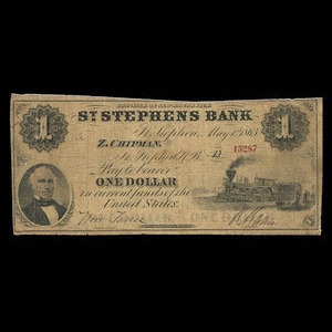 Canada, St. Stephen's Bank, 1 dollar : May 1, 1863