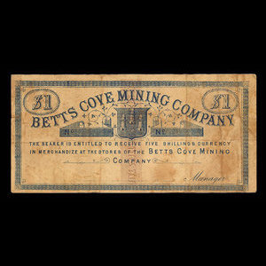 Canada, Betts Cove Mining Company, 1 dollar : 1886