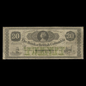 Canada, Bank of British Columbia, 20 dollars : June 1, 1879