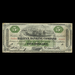 Canada, Halifax Banking Company, 5 dollars : October 1, 1880