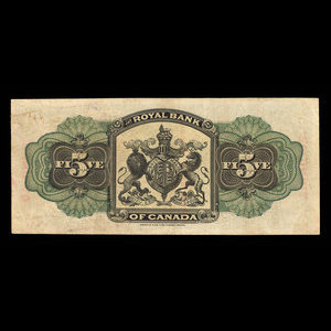 Trinidad, Royal Bank of Canada, 5 dollars : January 2, 1909