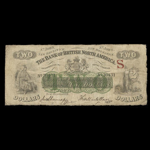 Canada, Bank of British North America, 2 dollars : July 15, 1868