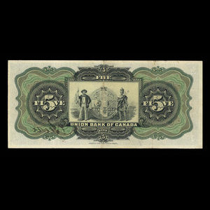 Canada, Union Bank of Canada (The), 5 dollars : July 1, 1912