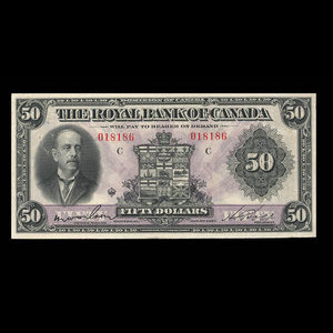 Canada, Royal Bank of Canada, 50 dollars : January 3, 1927