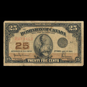 Canada, Dominion of Canada, 25 cents : July 2, 1923