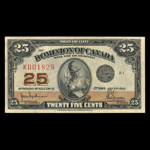 Canada, Dominion of Canada, 25 cents : July 2, 1923