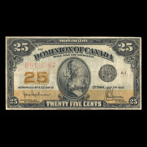 Canada, Dominion of Canada, 25 cents : July 2, 1923