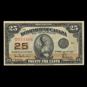 Canada, Dominion of Canada, 25 cents : July 2, 1923