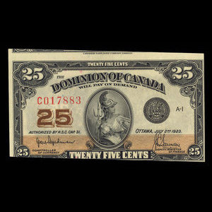 Canada, Dominion of Canada, 25 cents : July 2, 1923